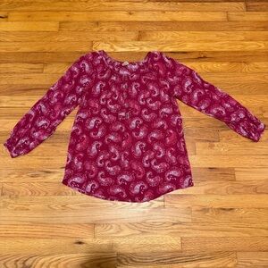 Faded Glory Red and White Paisley Peasant Top M (8-10)